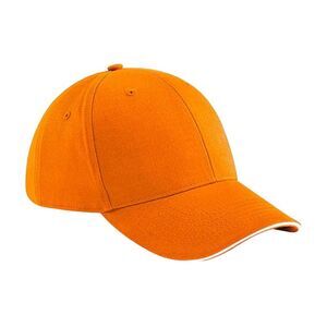 Beechfield Athleisure 6 Panel Baseball Cap / Orange/White